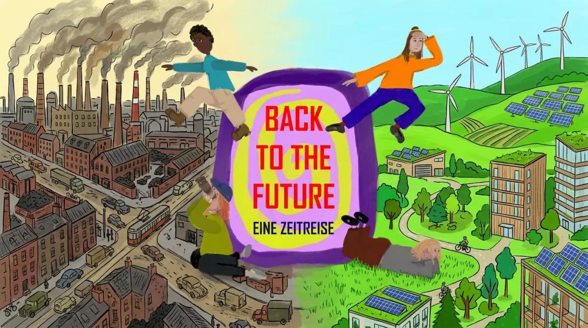 Zeitreise FÖJ. Back to the Future. [Quelle] Lina Schwarz | bearbeitet mit KI | Adobe Firefly